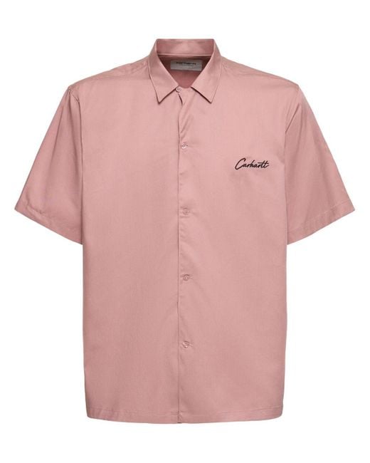 Carhartt Kurzärmeliges Hemd Aus Baumwollmischung "delray" in Pink für Herren