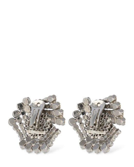 Alessandra Rich White Crystal Stud Earrings