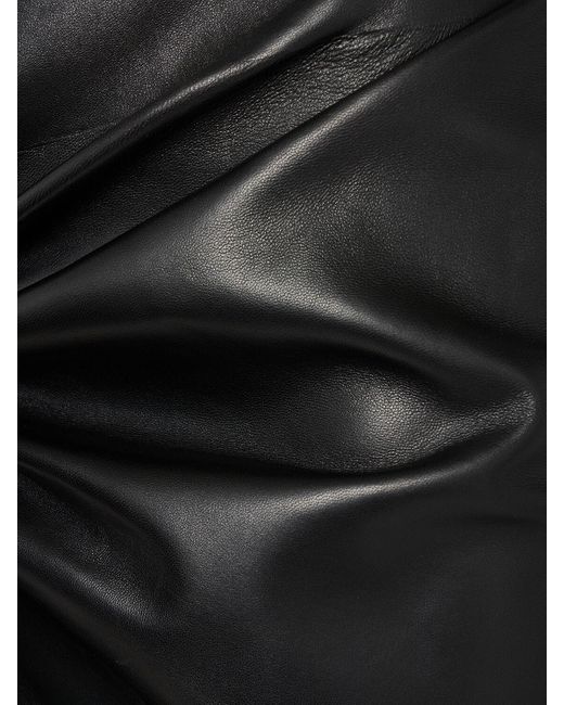 Alexander McQueen Black Leather Knot Mini Dress
