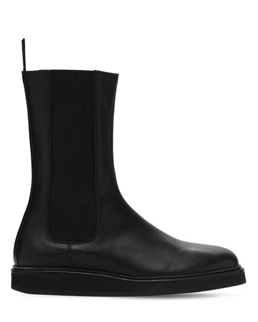 LEGRES Black 30mm Leather Chelsea Boots