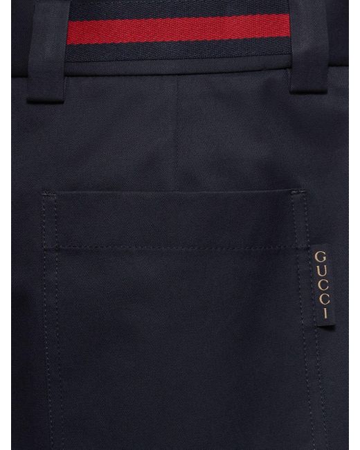 Short en sergé de coton doublé détail web Gucci pour homme en coloris Blue