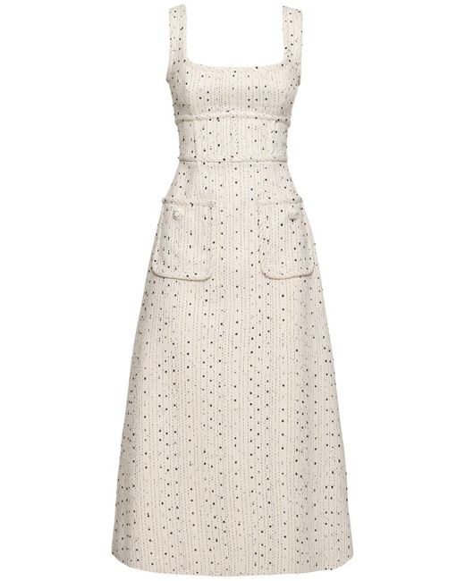 Elie Saab ツイードミディドレス Natural