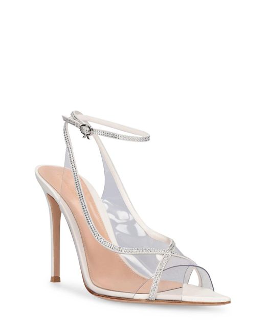 Gianvito Rossi White 105mm Crystelle Plexi & Leather Pumps