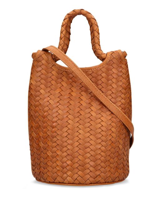 Bembien Brown Lina Woven Leather Top Handle Bag
