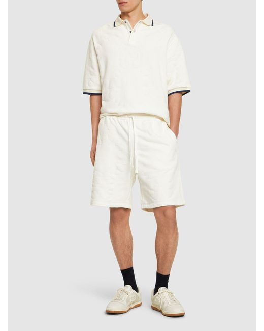 Gucci White Light Felted Cotton Jersey Shorts for men
