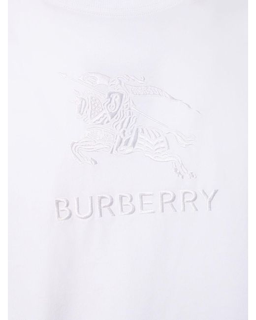 Camiseta de algodón con bordado Burberry de hombre de color White