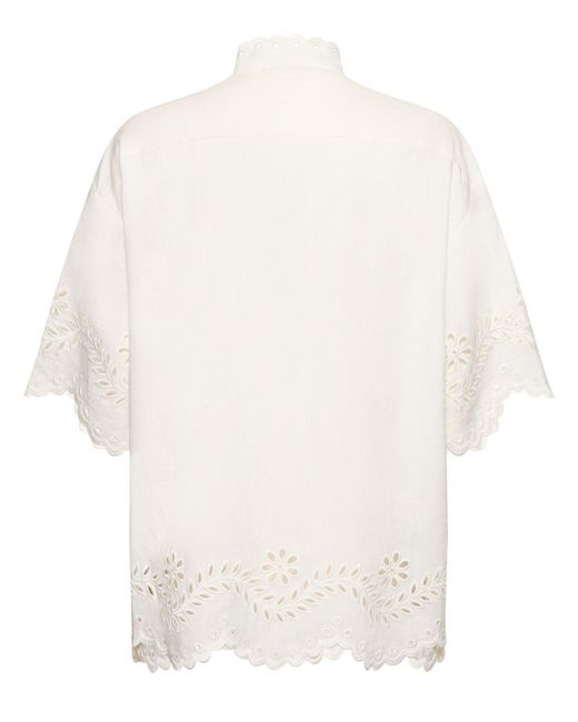 Camisa de algodón bordada Zimmermann de color White