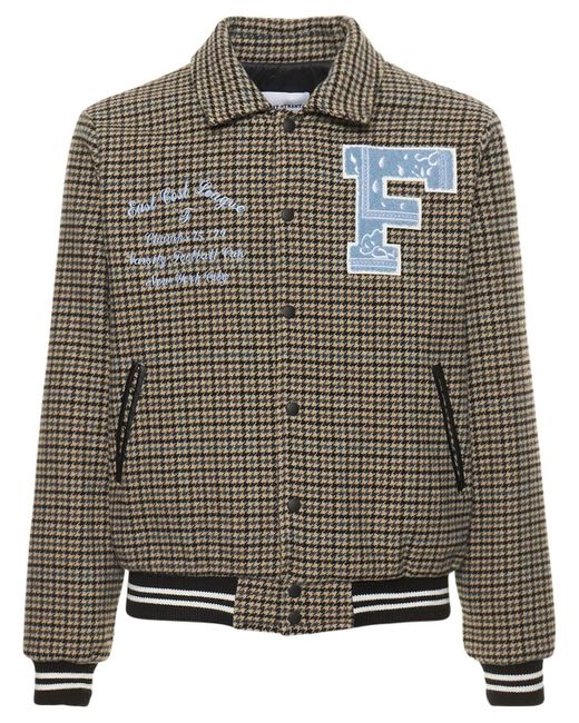 FRONT STREET 8 Natural Wool Bend Varsity Jacket W/patches for men