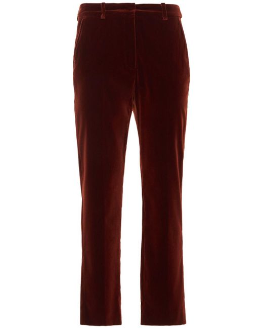 Weekend by Maxmara Red Rolf Stretch Cotton Velvet Pants