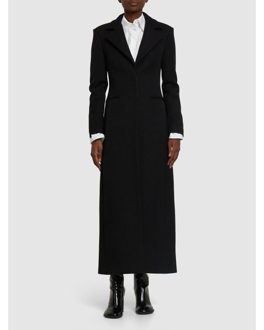 Valentino Black Bonded Wool Blend Long Coat