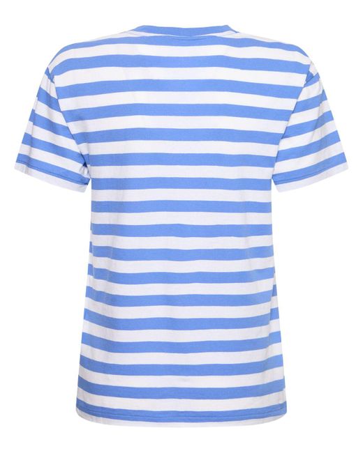 Polo Ralph Lauren Blue Brand-print Striped Cotton-jersey T-shirt