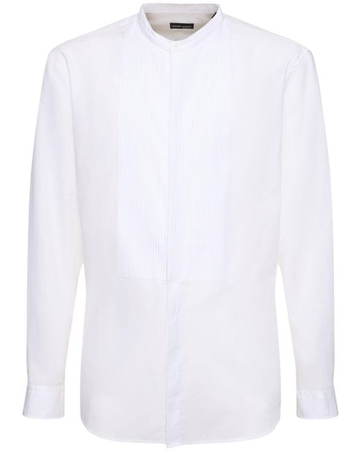 Chemise avec plastron en coton Giorgio Armani pour homme en coloris White