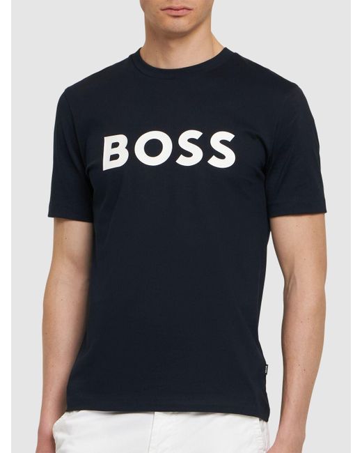 メンズ Boss Tiburt 354 コットンtシャツ Blue