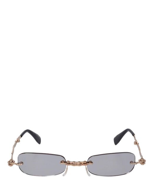 Kuboraum White H47 Metal Machinery Rimless Sunglasses for men