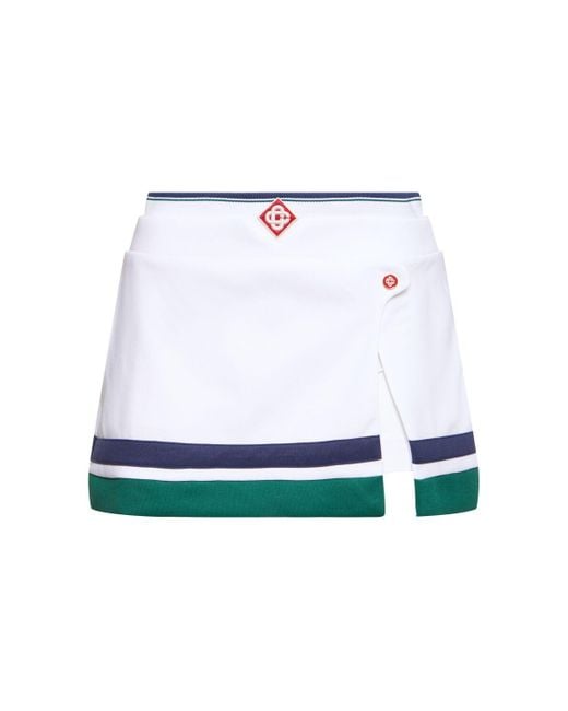 Casablancabrand White Tricot Logo & Split Mini Skirt