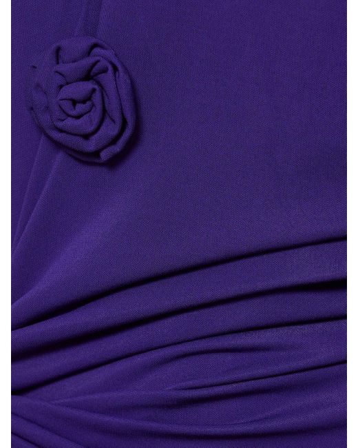 Magda Butrym Purple Long Jersey Halter Dress W/Roses
