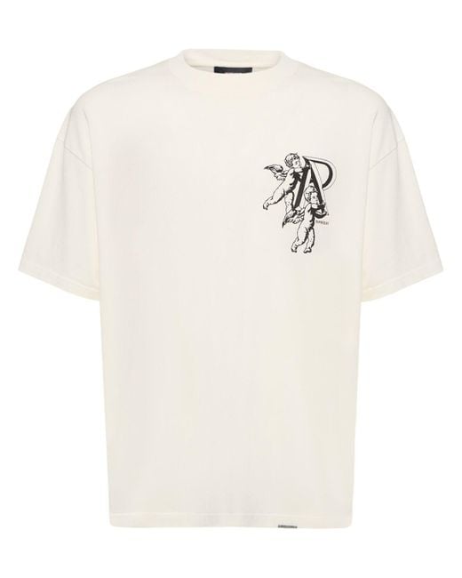 Represent White Cotton T-Shirt W/ Logo Appliqué for men