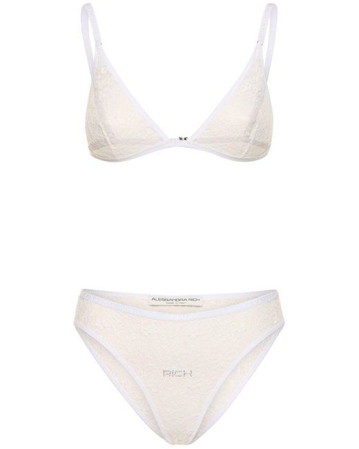 Alessandra Rich ストレッチレースアンダーウェアセット White