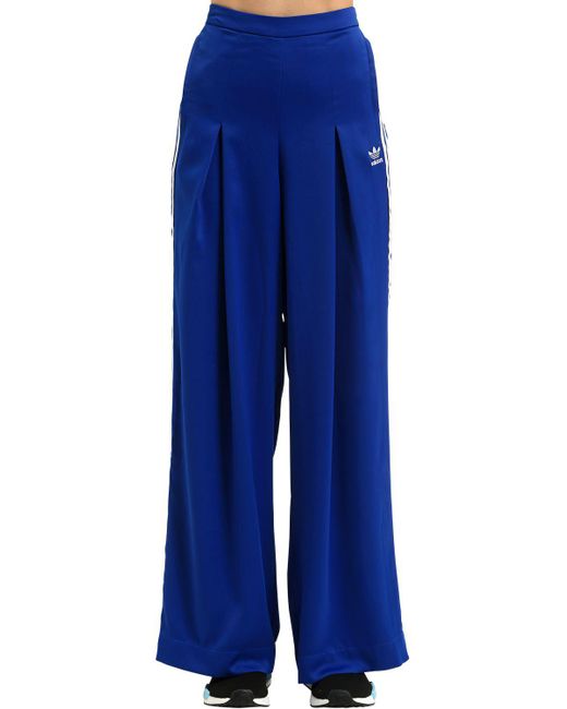 Adidas Originals Blue Fashion League Pleated Satin Track Pants