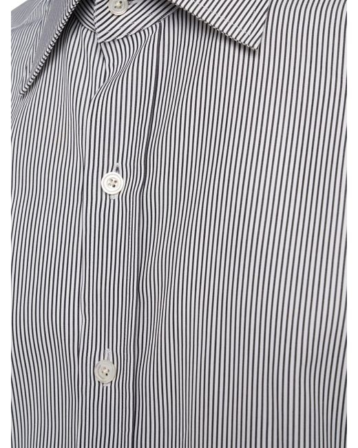 Tom Ford Gestreiftes Baumwollhemd in Gray für Herren