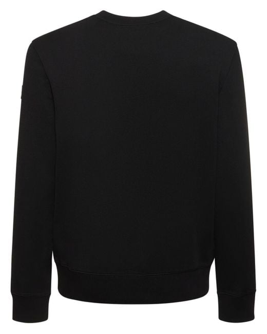 Moncler Black Logo Patch Cotton Crewneck Sweatshirt for men