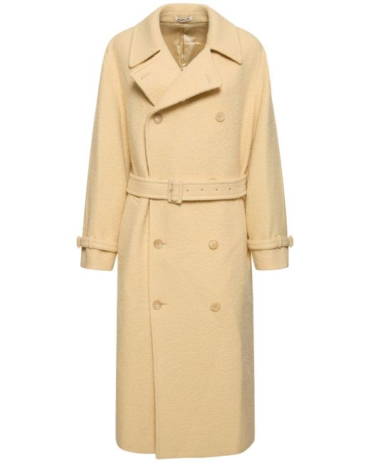 Trench-coat en alpaga brossé et laine Auralee en coloris Natural