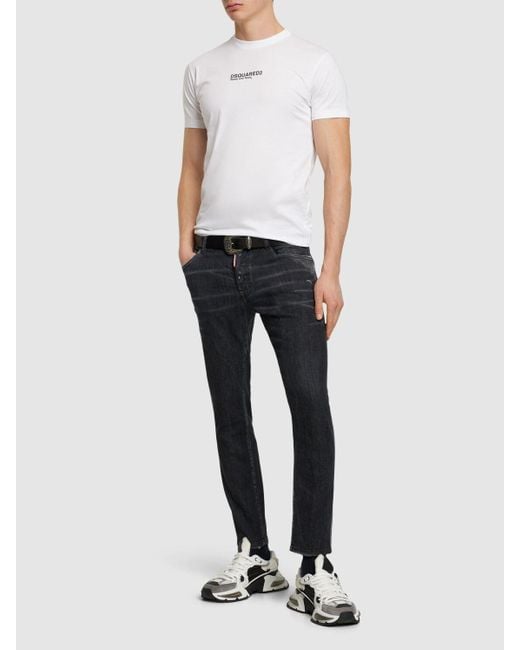 Camiseta de jersey de algodón con logo DSquared² de hombre de color White