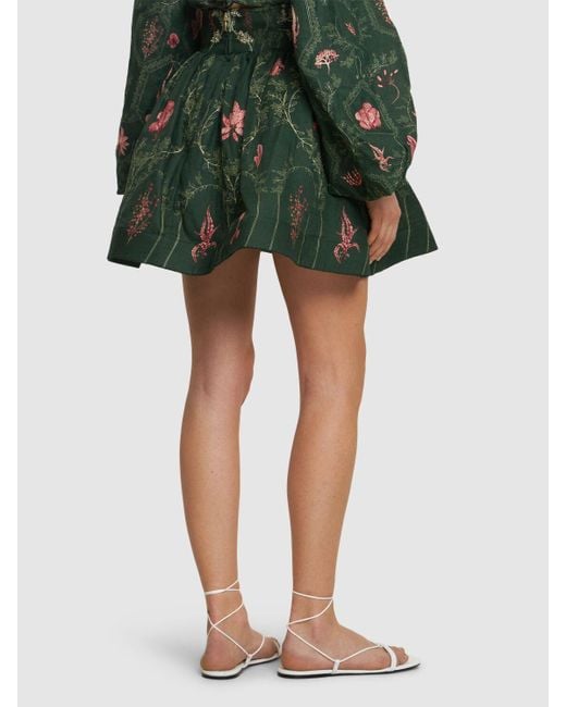 Agua Bendita Green Nori Encaje Linen Mini Skirt