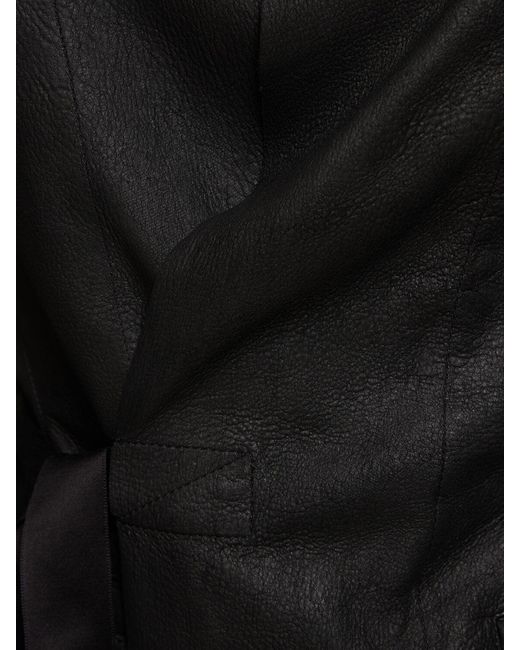 Rick Owens Black Hollywood Leather Self-Tie Jacket