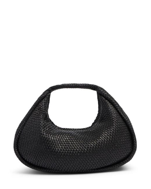 St. Agni Black Mini Bon Bon Wave Leather Top Handle Bag