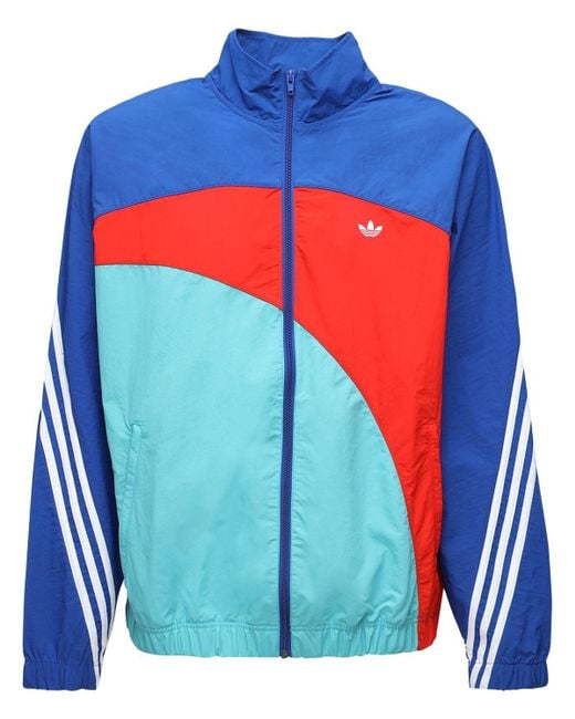 adidas Originals Synthetic Off Center Nylon Windbreaker Jacket in Blue for  Men | Lyst