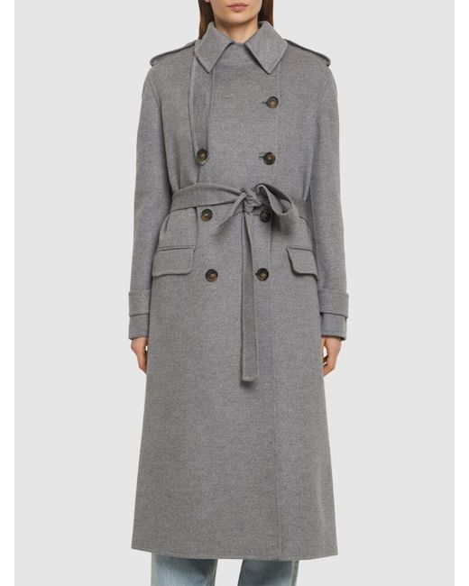 Stella McCartney Gray Wool Double Breasted Belted Coat