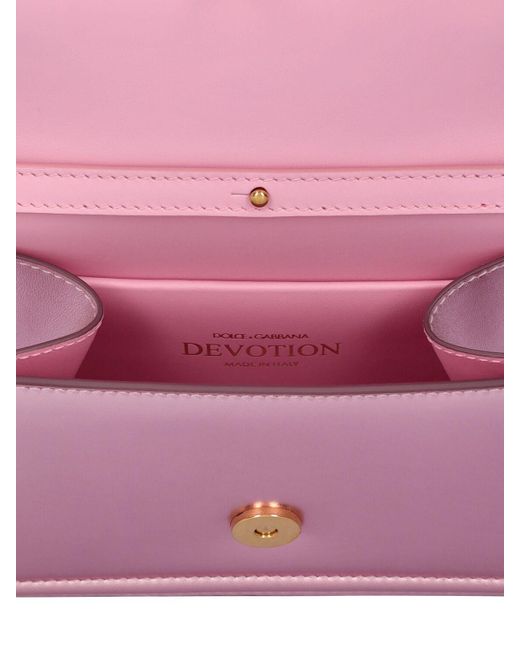 Dolce & Gabbana Pink Mini Devotion Laminated Top Handle Bag