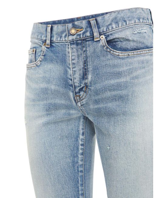 Saint Laurent Blue 15Cm Skinny Low Waist Cotton Denim Jeans for men