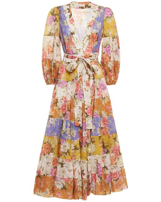 Zimmermann Pattie Printed Cotton Midi Wrap Dress | Lyst UK