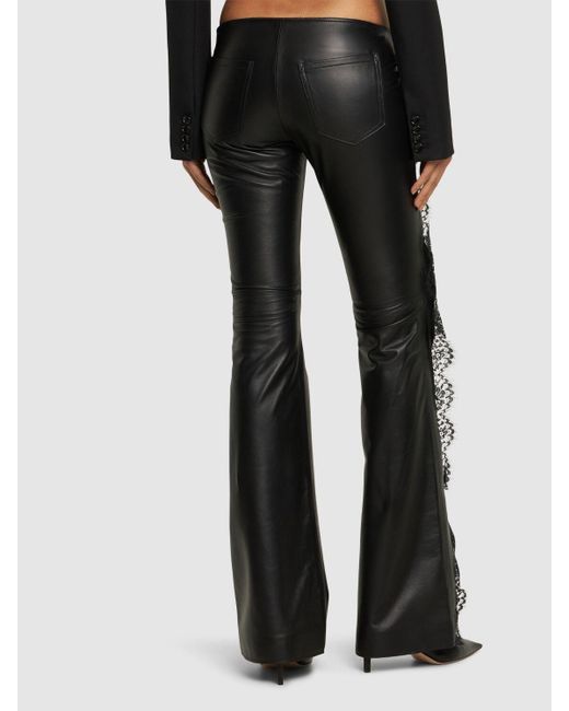 Off-White c/o Virgil Abloh Black Napa Leather Pants W/Lace