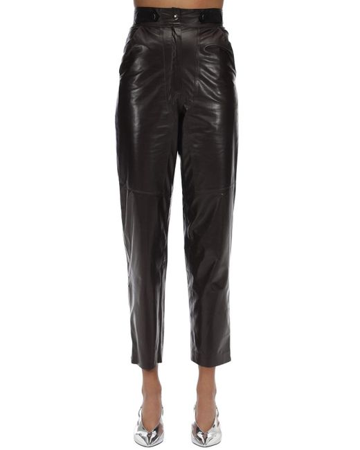 Maryam Nassir Zadeh High Waisted Leather Pants in Brown (Black) | Lyst