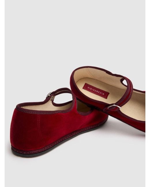 Chaussures mary jane en velours cherry 10 mm Vibi Venezia en coloris Red