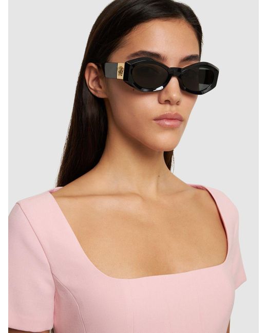 Versace Black Oval Acetate Sunglasses