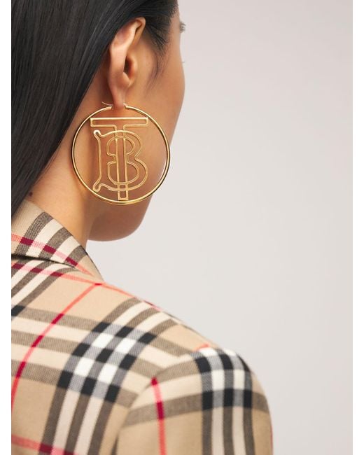 Burberry Tb Logo Hoop Earrings in Gold (Metallic) | Lyst UK