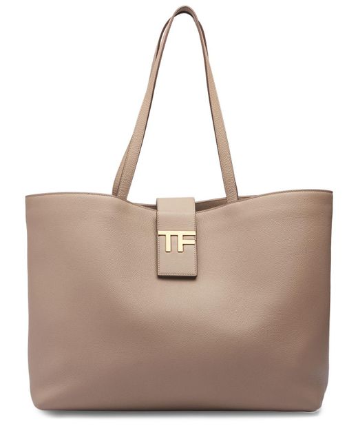 Tom Ford Natural Small Grain Leather Tote Bag