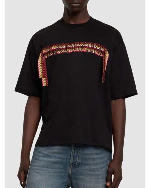 T-shirt in cotone con logo di Lanvin in Black da Uomo