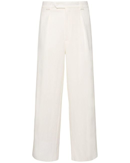 Pantalones rectos de lino Giorgio Armani de hombre de color White