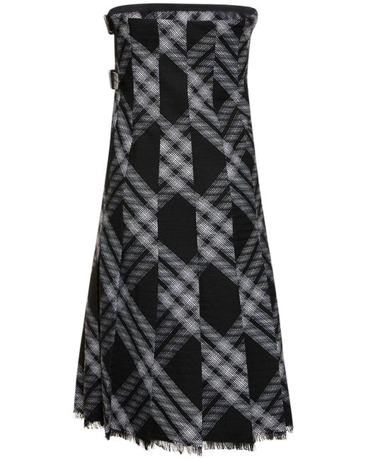 Burberry Black Wool Knit Strapless Midi Dress