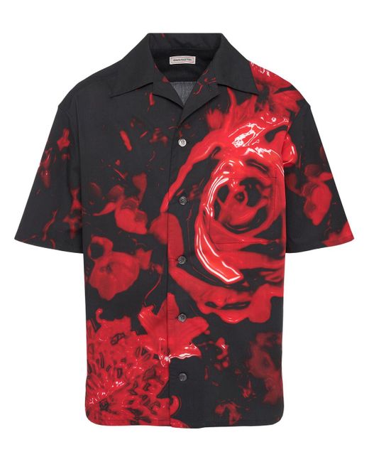 Alexander McQueen Hemd Aus Baumwolle Mit Blumendruck in Red für Herren