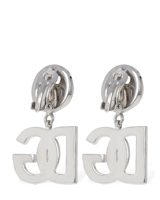 Dolce & Gabbana Metallic Dg Logo Clip-on Earrings