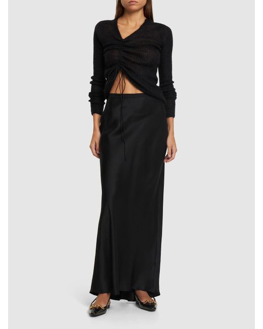 Anine Bing Black Bar Silk Maxi Skirt