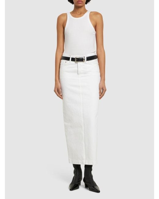 Jupe longue droite en denim Wardrobe NYC en coloris White