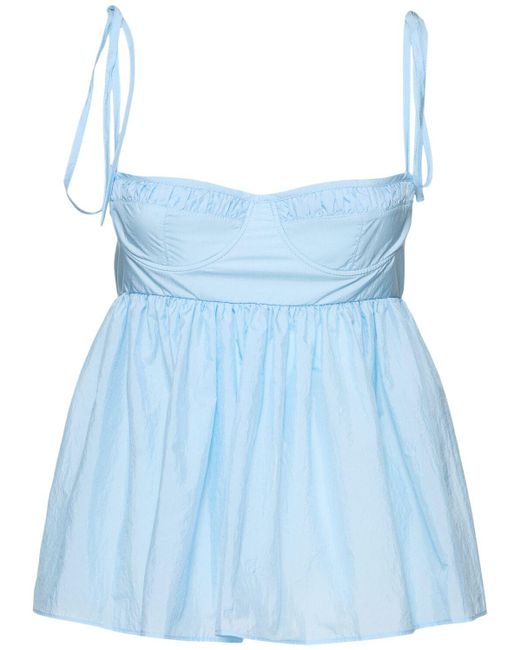 CECILIE BAHNSEN Alora Shiki Light Taffeta Top Blue