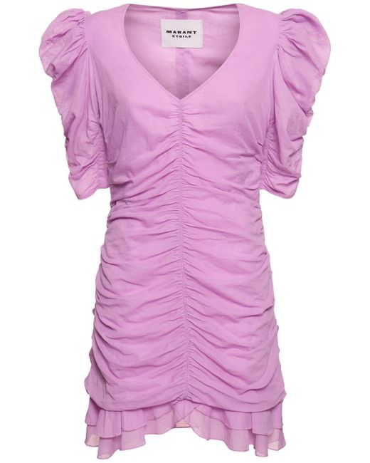 Vestido corto de algodón fruncido Isabel Marant de color Purple